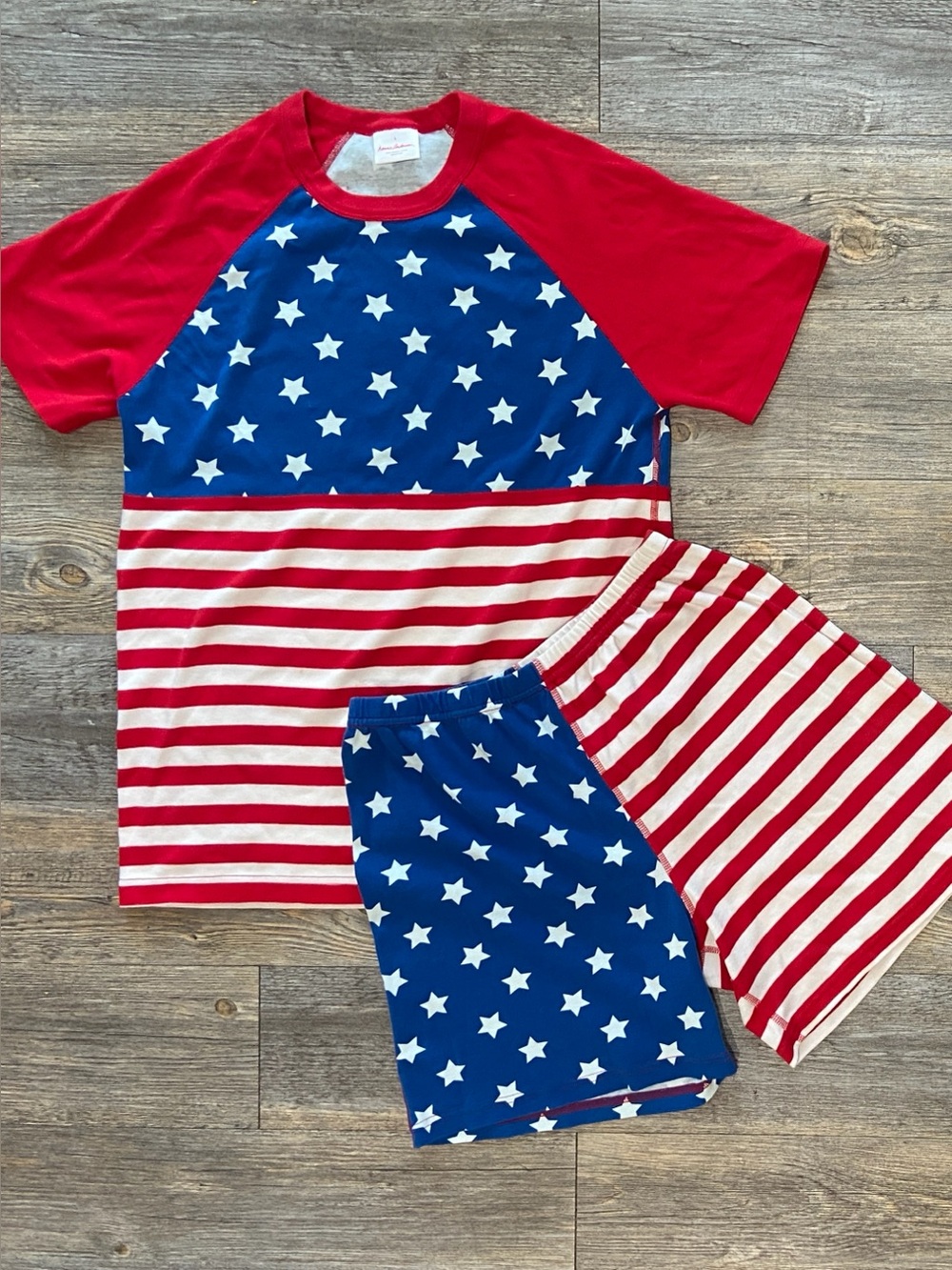 Hanna Andersson Mens Large Patriotic Stars & Stripes Lounge Set Red, White Blue